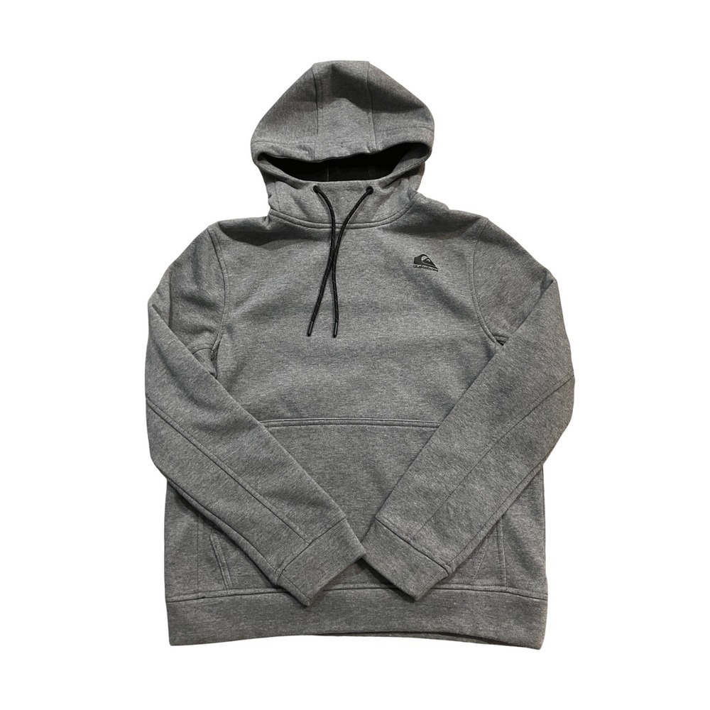 Quiksilver Gray Logo Hoodie‎ Sweatshirt Kangaroo Pocket Drawstring Hood Small